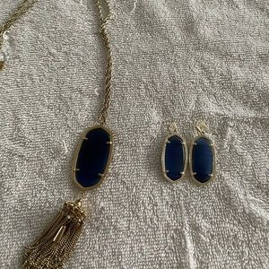 Kendra Scott Navy and Gold Necklace and Earring Set